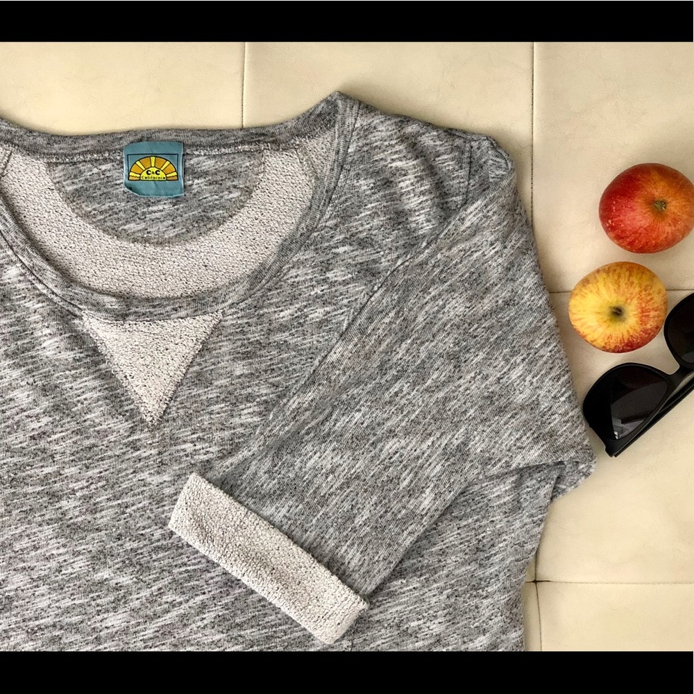 C&C Grey Marled Sweatshirt 3/4slv -S View 4